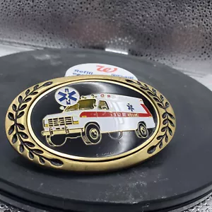Heritage Brass Belt Buckle Ambulance Emergency Medical Services Rescue Squad EMT - Picture 1 of 3