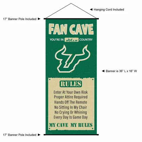 University of South Florida Bulls Man Cave Fan Room Banner Poster Art Canvas Cover