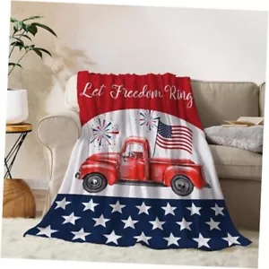 Patriotic Throw Blanket Twin Size 4th of July Memorial Day 60"x80" Flag-07 - Picture 1 of 7