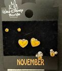 Disney Mickey Mouse Icon Earring - Heart - November - 3 Pairs Pierced Earrings 