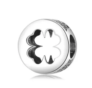 Charm Perle Kleeblatt Zirkon Steinchen 925 Silber - Anhänger für Pandora Armband - Bild 1 von 1