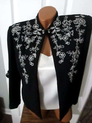 Positive Attitude 10P Black Jacket w/ Silver Stitching and Ivory Sleeveless Top - Image 1 of 4