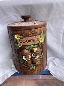 Treasure craft Mr.& Mrs. Owl Vintage Cookie Jar  made in usa Jar and cover! - Picture 1 of 18