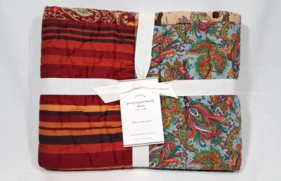 Pottery Barn Georgia Patchwork Red Quilted Sham Euro - New - Image 1 of 4