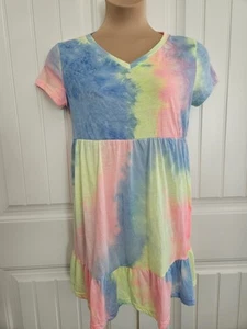 Shein Tie Dye V Neck Skater Dress Size L Brightly Colored - Picture 1 of 7