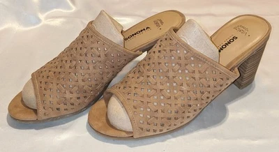 Sonoma Vitalize by Ortholite Open Toe Mules Block Heels Carreen Taupe Size 9.5 M Foto 1 de 4