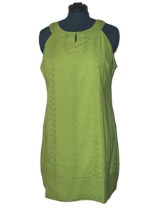 GLOBAL CHIC COTTON LIME GREEN EYELET, LINED DRESS SIZE XL - Picture 1 of 6