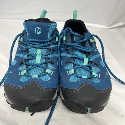 Туфли туристические женские Merrell All Out Blaze Vent бирюзовые Aqua J32814 на шнуровке 11 - Изображение 1 из 4