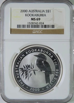 2000 Australia Kookaburra 1oz .999 Silver $1 Coin NGC MS69 - Image 1 of 4