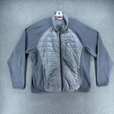Chaqueta híbrida Orvis para hombre 2XL gris acolchada acolchada polar cremallera completa abrigo aislante Foto 1 de 4