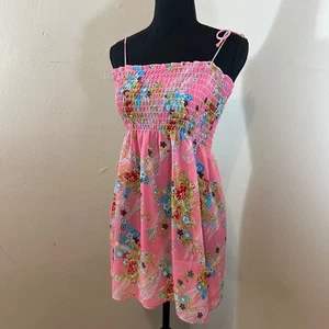 Ankee Vintage Gr. L y2k rosa Blumen Sommerkleid Top Minikleid ärmellos Strand Sommer - Bild 1 von 11
