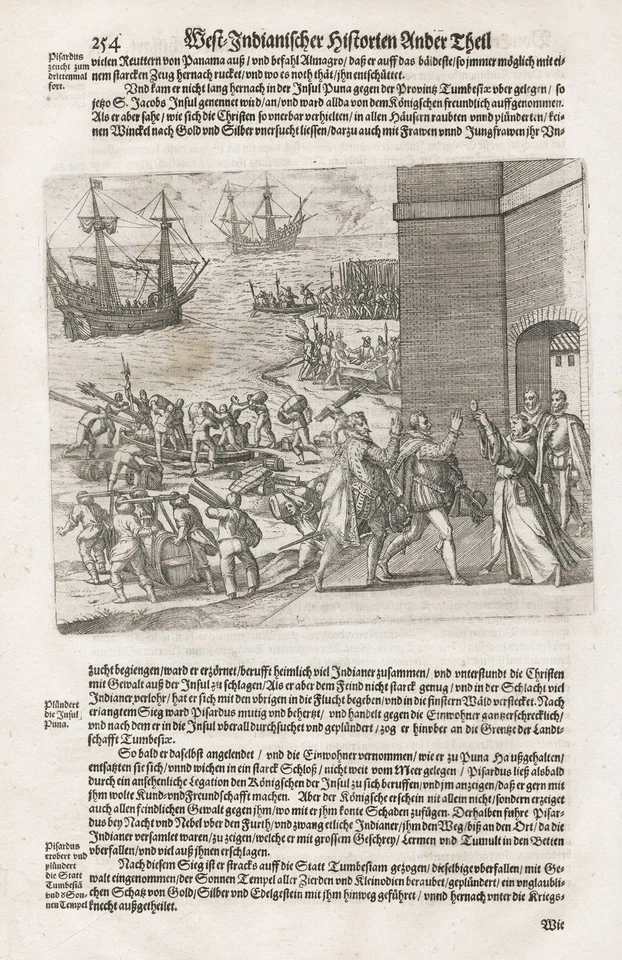 Peru Spanish conquest Hernando de Luque South America engraving Gottfried 1631 - Bild 1 von 1