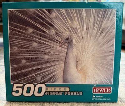 2005 Hoyle 500 Piece  5501-CHA 13.5" x 19" White Peacock Jigsaw Puzzle New Seale - Image 1 of 2