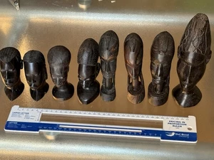 Original Collection of African Ebony Hard Wood Hand Carved Head Sculptures Kenya - Picture 1 of 24