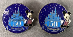 2x Disneyland 50th Anniversary Mickey Mouse Castle Walt Disney Trading Pin Lot - Picture 1 of 5