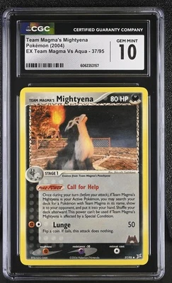 CGC 10 GEM MINT Team Magma's Mightyena EX Team Magma Vs Aqua 37/95 Pokemon Card - Image 1 of 2