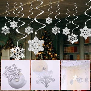 Christmas Foil Ceiling Snowflake Decorations Wall Garlands Hanging Xmas Decor UK - Picture 1 of 9