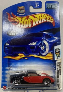 Hot Wheels BUGATTI VEYRON Black/Red 2003 First Editions New In Package - Picture 1 of 4