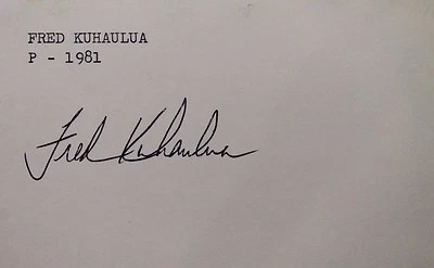 Fred Kuhaulua Padres Angels Autographed 3x5 Signed Index Card JSA 17D - Image 1 of 4