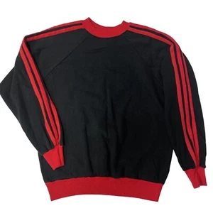 NOS Vtg 80's Black Red 3 Stripe RUN DMC Style 50/50 Streetwear RAGLAN Sweatshirt - Picture 1 of 6