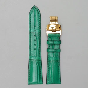 Correa de reloj de cuero genuino verde 22/18 mm correa de liberación rápida pasadores hebilla - Imagen 1 de 6