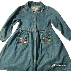 Newton Trading Co Save The Children Vintage Long Sleeve Denim Dress Kids Size 6 - Picture 1 of 6