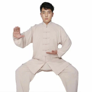 New Men's Cotton Kung Fu Tai Chi Uniform Martial Arts Wushu Taiji Wing Chun Suit - Picture 1 of 22