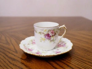 Antique Limoges France LS&S Floral Design Demitasse Cup and Saucer - Picture 1 of 7