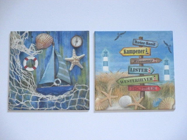 2 maritime Bilder, Segelboot, Muschel, Netz, Kampen, List, Sylt, Urlaub, Strand - Bild 1 von 1