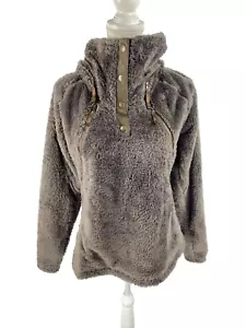 Kuhl Flight Fleece Pullover Hooded Brown Jacket Sweatshirt Womens Sz M Snap - Picture 1 of 12