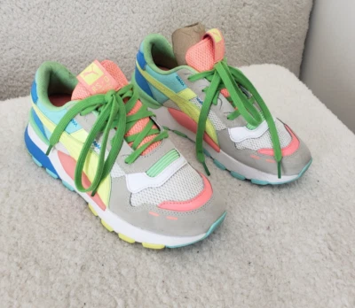 Puma RS 2.0 NRGY Big Boy Sneaker 5.5 Green Mesh Lace Up Active Running Shoes - Image 1 of 4