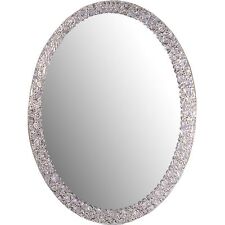 Mirror Oval Frame-Less Bathroom Vanity Wall Elegant Crystal Border Home Decor 