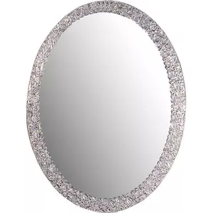 Mirror Oval Frame-Less Bathroom Vanity Wall Elegant Crystal Border Home Decor - Picture 1 of 5