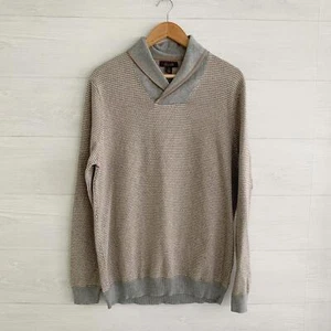 Neu mit Etikett Tasso Elba - grau hellbrauner strukturierter Baumwollstrickpullover mit Schalkragen M - Bild 1 von 7