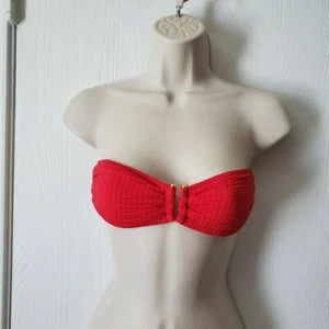 Vineyard Vines Seersucker wandelbares Bikini Oberteil XXS rot Samt neu mit Etikett - Bild 1 von 6