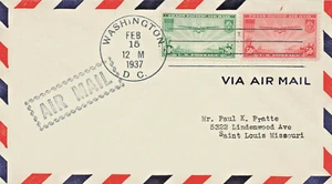 C21 & C22 Luftpost Briefmarken Ersttagsbrief Washington DC 15.02.1937 - Bild 1 von 2