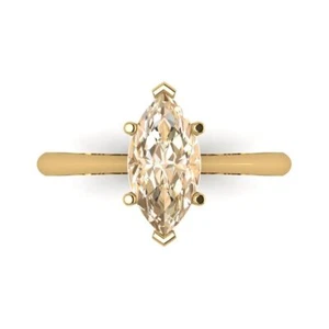 1.5Ct Marquise Cut Natural Morganite Solitaire Engagement Ring, 14K Yellow Gold - Picture 1 of 11