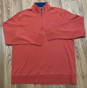 Vineyard Vines Shep Shirt Mens Large Pima 1/4 Zip Whale Logo Orange - Picture 1 of 12
