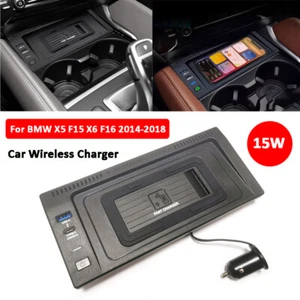 15W Car Wireless Charger For BMW X5 F15 X6 F16 2014-2018 Fast Phone Charger AEU - Picture 1 of 10