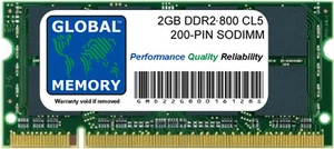 2GB DDR2 800MHz PC2-6400 200-PIN SODIMM MEMORY RAM FOR LAPTOPS/NETBOOKS - Picture 1 of 1