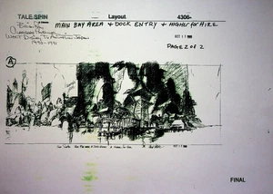 Disney's TALESPIN 1989 BRIAN RAY Signed PRODUCTION BACKGROUND COPY Disney - Picture 1 of 2