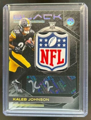 2025 Panini Black Kaleb Johnson Rookie Patch Auto NFL Shield Gold Rookie RC #/10 - Image 1 of 2
