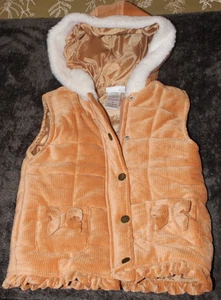 NICOLE MILLER GIRL'S CAMEL CORDUROY HOODED VEST ADORABLE SIZE 5 - Picture 1 of 3