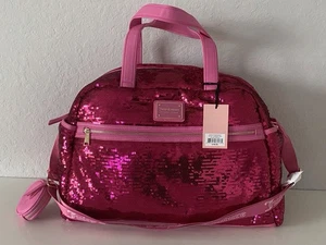 Juicy Couture Puffed Up Hot Pink Weekender Duffel Bag Sequin Pockets NEW - Picture 1 of 14