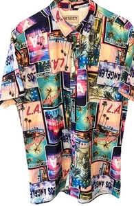 Surf Society Swimwear Hawaiian Shirt Men's Size XL Los Angeles All Over Print - Picture 1 of 12
