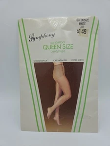 Symphony Queen Size White Pantyhose NEW - Picture 1 of 1
