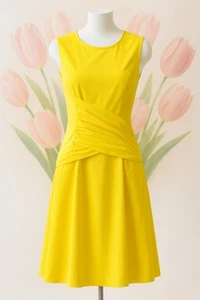 🌷Hobbs London Yellow Sleeveless Fit & Flare Dress – UK 10 / Elegant Summer - Picture 1 of 5