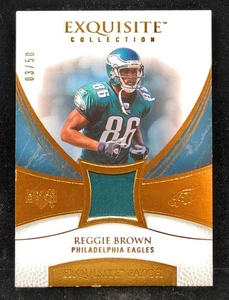 Parche usado del juego Reggie Brown 2007 Upper Deck Exquisite Collection/50 Eagles - Imagen 1 de 2