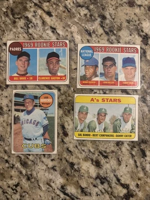 Lote de 4 tarjetas 1969 MLB Topps HOF/Superstar/HIGH #/RC, EXCELENTE+ Foto 1 de 4