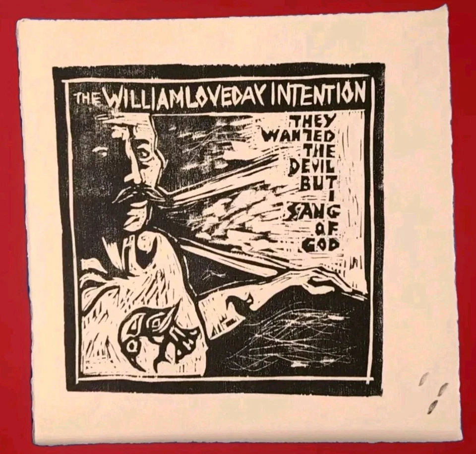 billy childish They Wanted The Devil But I Sang Of God Handmade Woodcut Unique. - Image 1 of 4